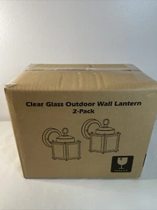 2 Pack Clear Glass Outdoor Wall Lantern - Picture 1 of 4