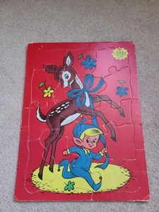 Weihnachten Rentier/Elfe 15 Teile Puzzle. Blau hat Struktur. Gebauter Ritus Spielzeug. USA. - Bild 1 von 9