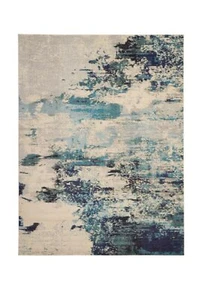 Nourison Celestial Modern Abstract Ivory/Teal Blue 9' x 12' Area-Rug - Picture 1 of 8