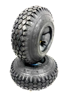TWO 4.10/3.50-5 Stud Tread Tires 4 ply same as 4.10-5 W/Tubes TR87 Bent Stem - Picture 1 of 3
