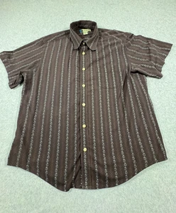 Camisa Ropa Fink Vintage Para Hombre Grande Marrón Floral Rayas Años 90 Informal Botón - Imagen 1 de 5
