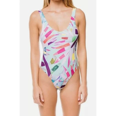 Mara Hoffman Mujer Mia Marimba Corte Alto Una Pieza Aqua Pluma Multicolor Grande Foto 1 de 4