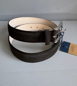 CHARLES TYRWHITT Men Chocolate Brown suede England made Leather Waist 34 New - Picture 1 of 8