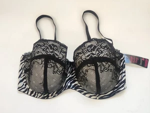Reggiseno Smart & Sexy 40DD Nero Pizzo Zebra Imbottito Ferretto Regolabile - Foto 1 di 10