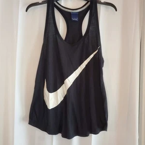 Nike Women’s Black Racerback Tank Top Dri-Fit Medium Big Swoosh 626615-010 - Picture 1 of 4