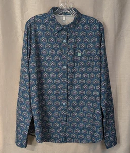 Camisa para mujer Cinch GRANDE Areanflex geométrica floral verde azulado con botones occidental - Imagen 1 de 10