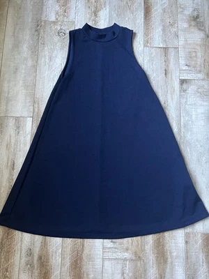 Vestido feminino Signature Studio azul marinho gola simulada sem mangas linha A tamanho P - Imagem 1 de 3