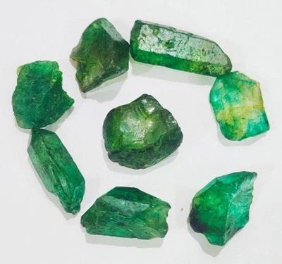 Natural Green Emerald Uncut Rough Certified Loose Gemstone 429.30 Ct 7Pcs A020 - image 1 of 4