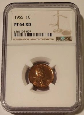 1955 Lincoln Wheat Cent Proof PF64 RED NGC - Image 1 of 2