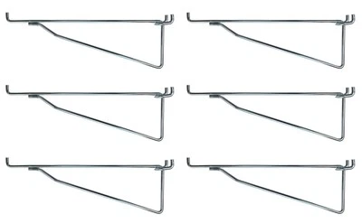 (6 Pack) Metal 8 Inch Shelf Bracket Garage Peg Hanger for 1/8" & 1/4" Pegboard - Image 1 of 4