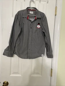 Free Planet Jungen schwarz/weiß kariertes Urlaub Schneemann Knopfleiste Hemd, Größe 8 - Bild 1 von 7