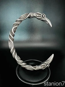 Rabe Wikinger Edelstahl Armreif Schmuck Krieger Vogel Tier Armband Biker A135 - Bild 1 von 5