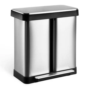 Dual Trash Can 19 Gallon Pedal Rubbish Bin Soft-Close Lid Kitchen Garbage Can - Picture 1 of 7