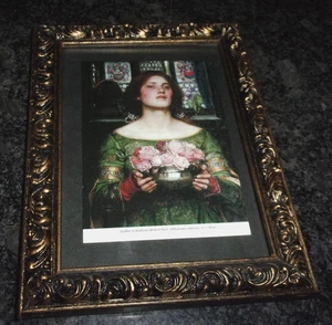 JOHN WILLIAM WATERHOUSE -GIRL BRINGING ROSES - 1900's REPRODUCTION - 8.5" x 6.5" - Picture 1 of 6