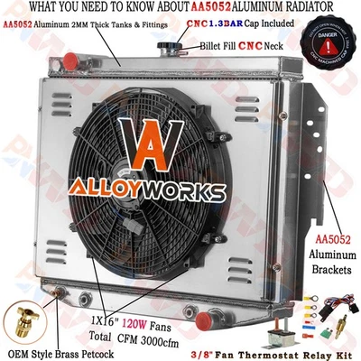 4 Row Radiator Shroud Fan For Dodge Diplomat 1977-1989/Chrysler LeBaron 77-1981 - Image 1 of 4