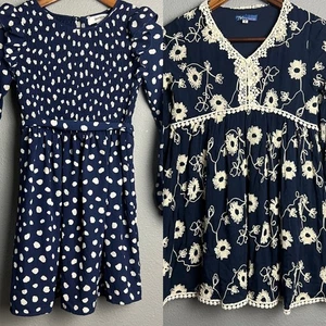 Speechless Kids TM Truly Me Polka Dot Dress Smocked Ruffle Long SL Girls Size 8 - Picture 1 of 15