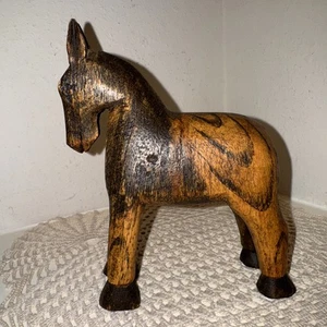 VTG Wooden Donkey Carved From Cypress Wood In Bombay (Mumbaia) India 1967 Nice! - Picture 1 of 21