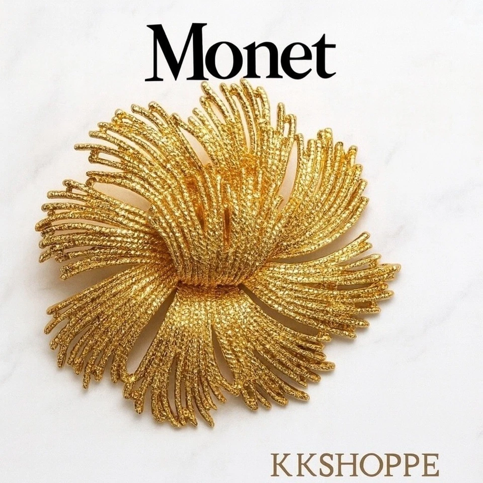 Broche Cordelia Vintage Monet 3" Tono Dorado Foto 1 de 4