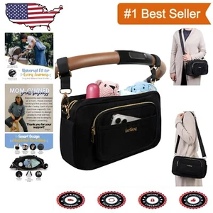 Chic Stroller Organizer with Cup Holder & Waterproof Diaper Bag Convenience - Picture 1 of 9
