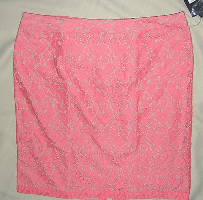14 ~ apt 9 ~ tea rose ~ short lace overlay pencil skirt ~ 14 ~ NwT  - Image 1 of 3