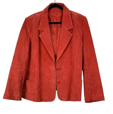 VTG Suede Blazer Jacket Rust Pink Salmon 80s 90s Oversized Western Boho Y2K - Image 1 of 4
