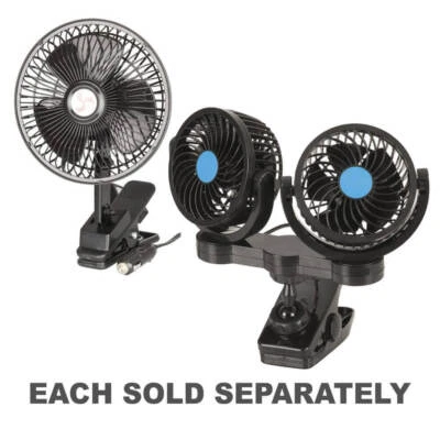 Potable Lightweight Cigarette Lighter Socket Powered Oscillating Fan w/ Clamp - Image 1 of 3