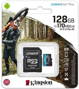 Kingston Canvas Go Plus 128GB microSDXC V30 U3 A2 Memory Card with SD Adapter - Picture 1 of 9