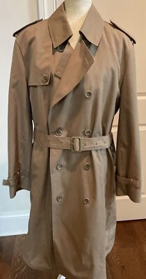Oleg Cassini Weather Ready Size 42L Tan Trench Coat Belt Removable Fur Lining - Image 1 of 4