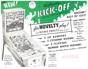 Kick-off Williams Pinball Flyer / Anuncio / Folleto - Difícil de encontrar - - Imagen 1 de 1