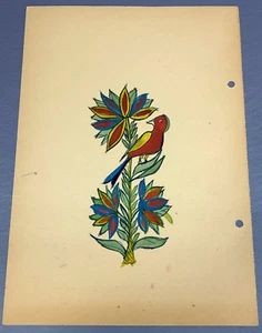 c.1900 Pennsylvania Dutch Folk Art Fraktur-Style Ink & Gouache Painting X9TT4 12 - Picture 1 of 4