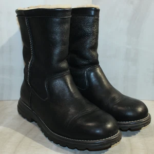 Ugg Australia Black Leather Wool Lined Winter Snow Boots Women's 7 - 1007527 - Picture 1 of 11