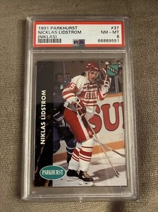 1991 Parkhurst #37 Nicklas Lidstrom RC Rookie PSA 8 NM-MT HOF Red Wings