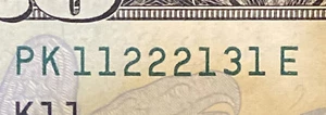PK11222131E $20 Dollar Bill, Trinary Fancy Serial number crispy!!!!(Only 1 note) - Picture 1 of 3