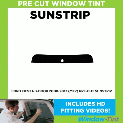 Pre Cut Tinted Sunstrip - For Ford Fiesta 3-door 2008-17 (MK7) - 5% Internal - Image 1 of 4