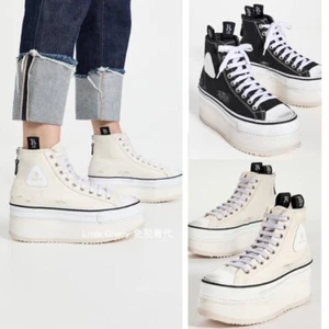 Zapatos de plataforma rasgados antiguos R13 zapatos informales con cordones de caña alta para mujer zapatos altos - Imagen 1 de 31