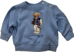 Ralph Lauren Polo Bear Fleece Sweatshirt Blue Toddler Size 6M Retail $55 - Picture 1 of 5
