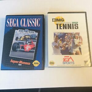 Sega Genesis Lot Super Monaco GP + IMG Tennis Clean 1 Manual