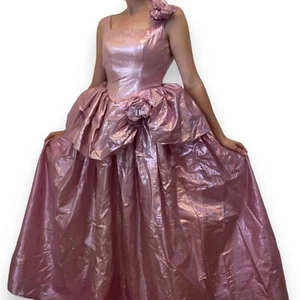 Metallic Pink BARBIE Princess Ballgown 1980s Style Halloween Costume Adult Dress - Picture 1 of 13