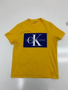Calvin Klein Mens Yellow Graphic Print Short Sleeve Shirt Size Medium - Picture 1 of 6