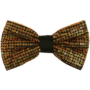 New formal Men's micro fiber pretied bow tie sequins gold wedding prom party - Picture 1 of 3