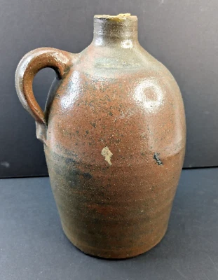 Vintage Jug Stoneware Pottery Crock Brown Glaze Redware Antique - Image 1 of 4