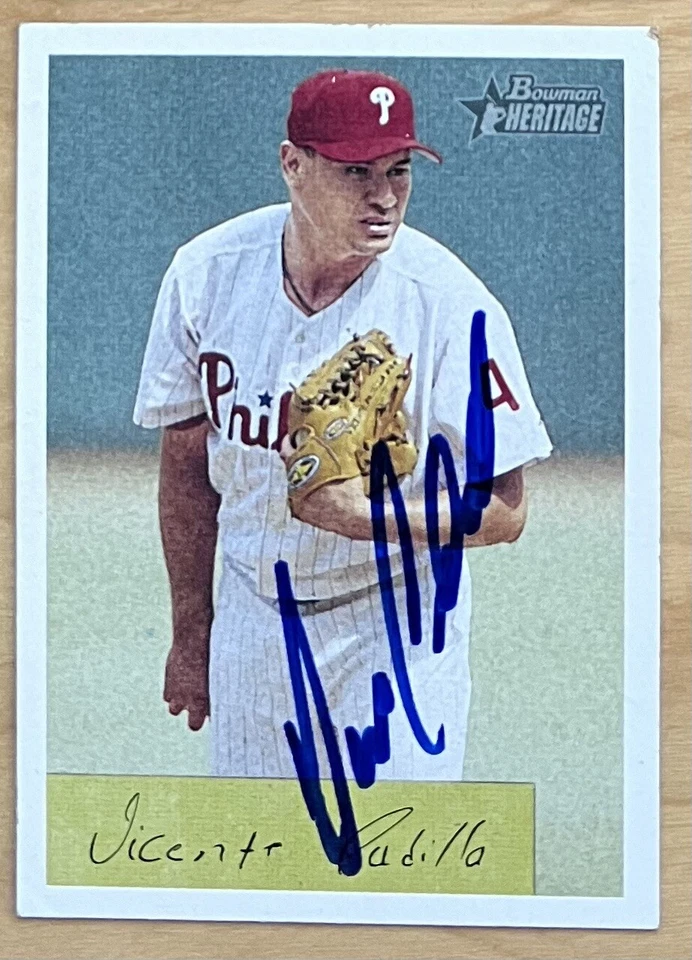 Vicente Padilla Signed 2002 Bowman Heritage Baseball Card #171 Auto Phillies - Image 1 of 1