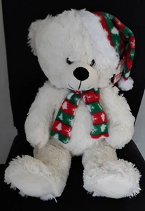 Holiday White Teddy Bear Very SOFT Plush Hug & Luv Stuffed Animal 18" - Picture 1 of 6