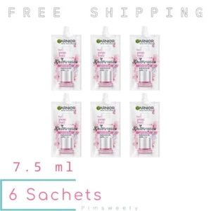 6 Sachets x 7.5 ml Garnier Hyaluron Booster Serum Sakura White Radiant Facial - Picture 1 of 12