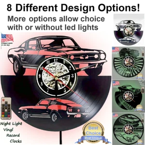 68 69 70 Mustang Ford GT vinyl record wall clock w/wo LED back light wheels art - Picture 1 of 16