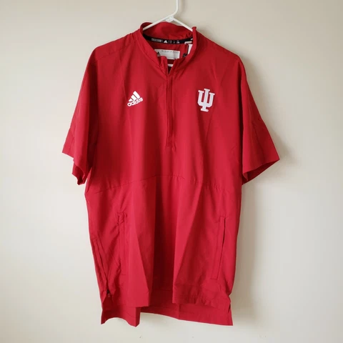 Indiana Hoosiers Short Sleeve Windbreaker Jacket Mens Large Tall LT Red Adidas Cover