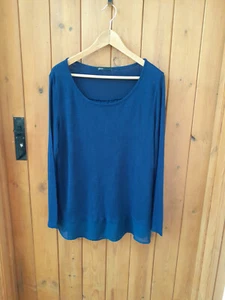 Gibson womens longline long sleeve top 1x (uk 18) Navy with lining faux chiffon - Picture 1 of 12