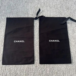 Chanel Dust Bag Authentic Black Cotton Drawstring Pouch 11x13 2 Pieces - Picture 1 of 2