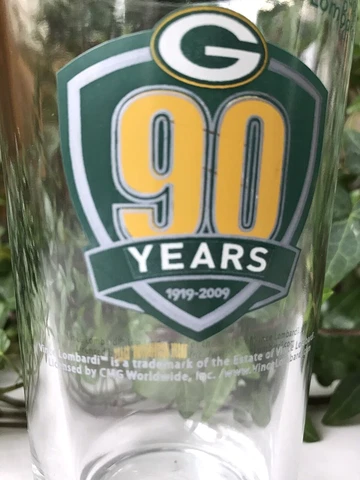 Green Bay Packers Miller Lite Pint Beer Glass 90 Year Anniversary Lombardi Quote Cover