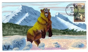 #2635 Alaska Highway 1992 Fairbanks AK FDC Art Kober Hand-Painted #20/40 - Picture 1 of 2